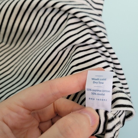 Marine Layer Black & White Stripe T-Shirt Size XS Supima Cotton Modal - Picture 4 of 4